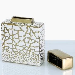 White & Gold Giraffe Spot Ginger Jar - Medium -Home Decor Store white gold giraffe spot ginger jar medium p5512 110101 image