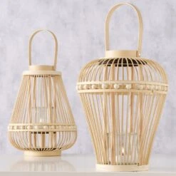 Wicker Lanterns - Set Of 2 -Home Decor Store wicker lanterns set of 2 p5453 110064 image